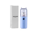 Cute Cat Mini Portable Hand-held Rehydrator Humidifier Face Sprayer USB Charging Water Replenishment Instrument 30ml - Cat blue