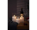 Set of 3 Daniel Brighton LED Wax Candles in Glass - White/Clear