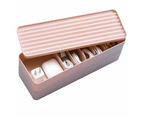Plastic Cable Organizer Box with Compartments, Desk Accessories Storage Case with Lid and Wire Ties, double-deck,Pink