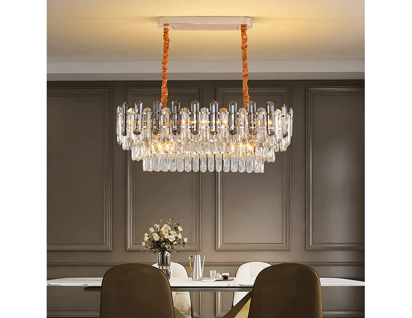 60/80/100CM Elegant K9 Crystal Chandelier Ceiling Lamp Light for Kitchen Bar Island Dining Room
