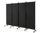 Giantex 4-Panel 225cm Mobile Room Divider Foldable Screen Privacy Divider  w/Lockable Wheels Room Partition Black