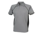 Finden & Hales Mens Piped Performance Sports Polo Shirt (Gunmetal Grey/Black) - RW427