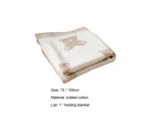 Minbaeg Bear Pattern Throw Blanket Anti-pilling Knitted Cotton Swaddle Wrap Sleeping Blanket for Couch-Brown