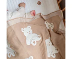 Minbaeg Bear Pattern Throw Blanket Anti-pilling Knitted Cotton Swaddle Wrap Sleeping Blanket for Couch-Brown