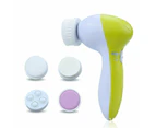 5 In 1 Face Cleansing Brush Facial Brush Electric Wash Face Machine Deep Cleaning Pore Skin Care Face Massage Brush - Blue