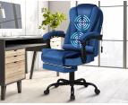 ALFORDSON Massage Office Chair Velvet Footrest Executive Gaming Racing Seat Blue