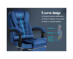 ALFORDSON Massage Office Chair Velvet Footrest Executive Gaming Racing Seat Blue