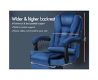 ALFORDSON Massage Office Chair Velvet Footrest Executive Gaming Racing Seat Blue