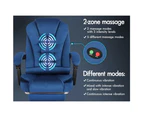 ALFORDSON Massage Office Chair Velvet Footrest Executive Gaming Racing Seat Blue