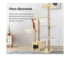 BEASTIE Cat Tree Wood Tower Scratching Post Beige 158cm