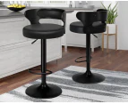 ALFORDSON 2x Bar Stool Kitchen Swivel Chair Wooden Leather Ramiro All Black