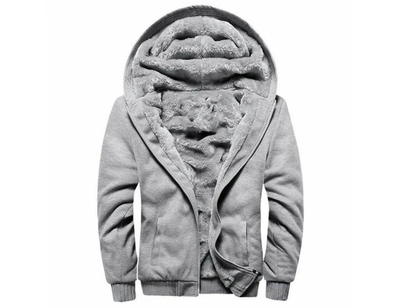 Fashion Warm Boy's Coats & Jackets Plus Sweater Street Hoodie Coat Hooded Jacket For Winter Grey Size S-4XL