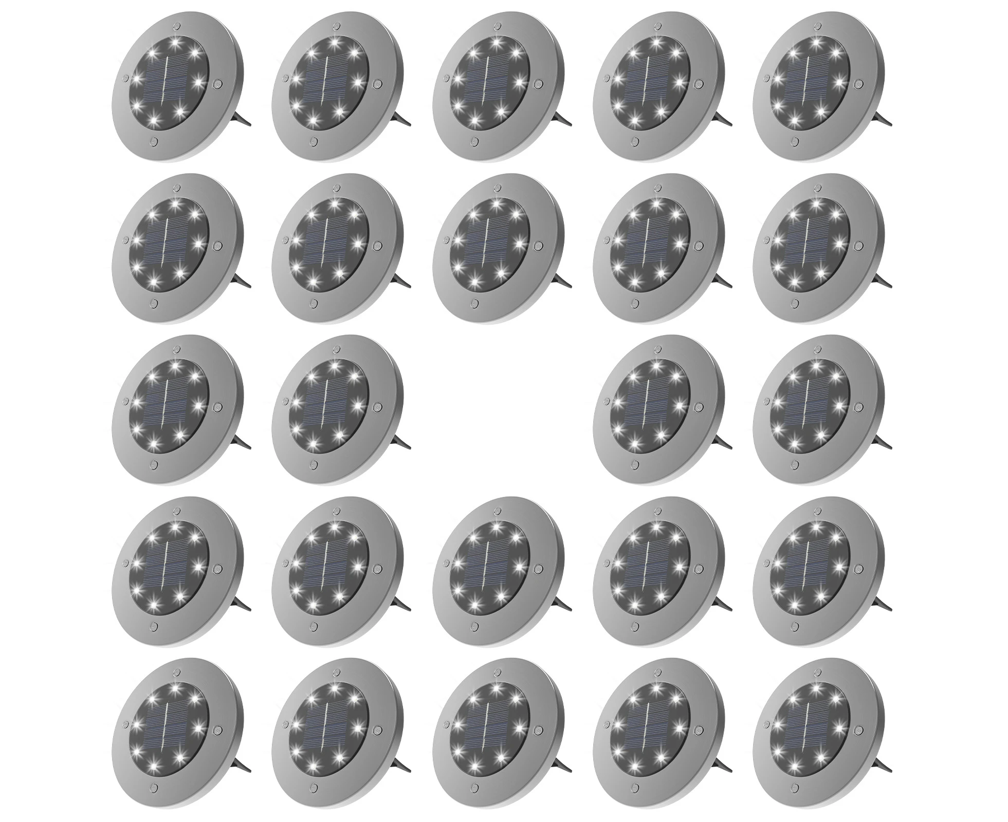 Oppsbuy 24 Pack Solar Ground Lights Disk Light Waterproof Recessed Outdoor Garden Lights White Light