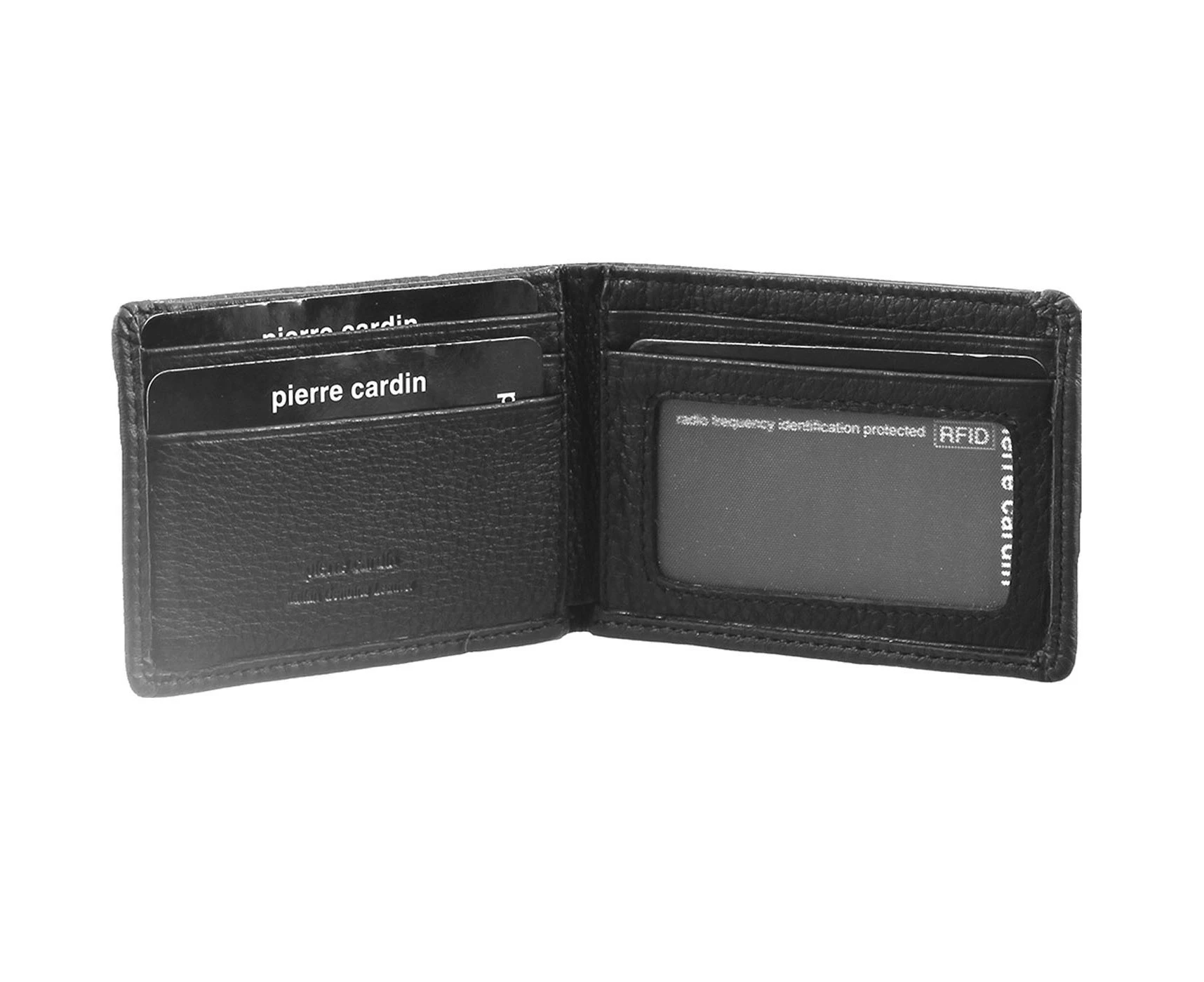 Pierre Cardin Mens RFID Slim Wallet Genuine Italian Leather w Gift Box - Black