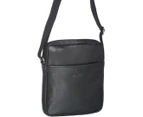Pierre Cardin Unisex Genuine Italian Leather Shoulder Cross Body Bag - Black