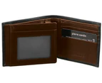 Pierre Cardin Italian Genuine Leather Mens Two Tone Bi Fold Wallet- Black/Cognac