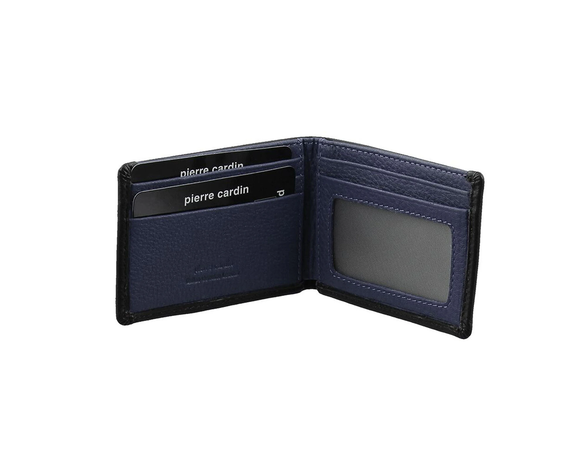 Pierre Cardin Mens Leather RFID Italian Two-Tone Wallet - Black/Navy