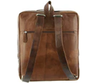 Pierre Cardin Rustic Large Leather Backpack Bag Rucksack Men Women - Cognac