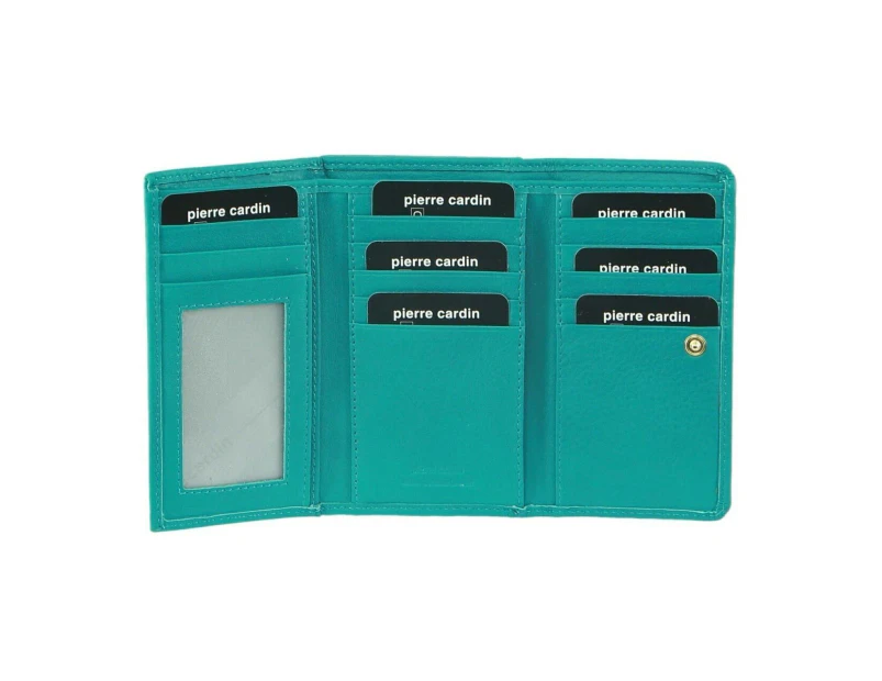 Pierre Cardin Womens Soft Italian Leather RFID Purse Wallet Rustic - Turquoise