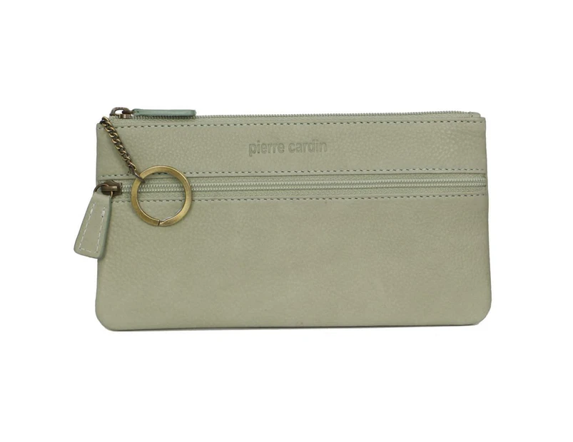 Pierre Cardin Ladies Women Genuine Soft Leather Italian Wallet Case - Green