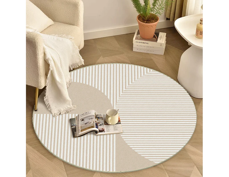 Round Rug, Crystal Velvet Rugs Living Room Carpet, Area Rugs Carpets for Bedroom Home Room Rug Floor Mat-Solid Circular Line-3
