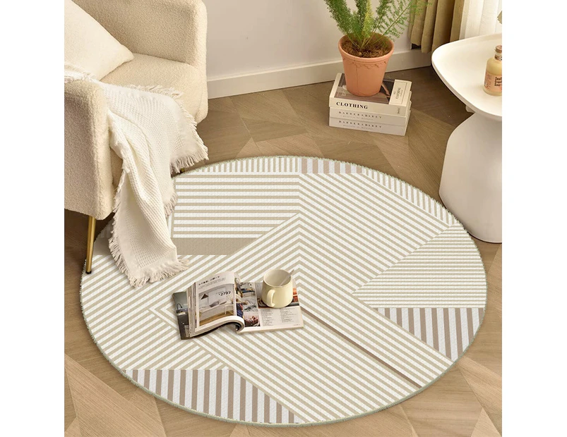Round Rug, Crystal Velvet Rugs Living Room Carpet, Area Rugs Carpets for Bedroom Home Room Rug Floor Mat-Solid Circular Line-1