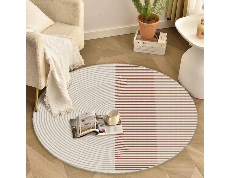 Round Rug, Crystal Velvet Rugs Living Room Carpet, Area Rugs Carpets for Bedroom Home Room Rug Floor Mat-Solid Circular Line-5