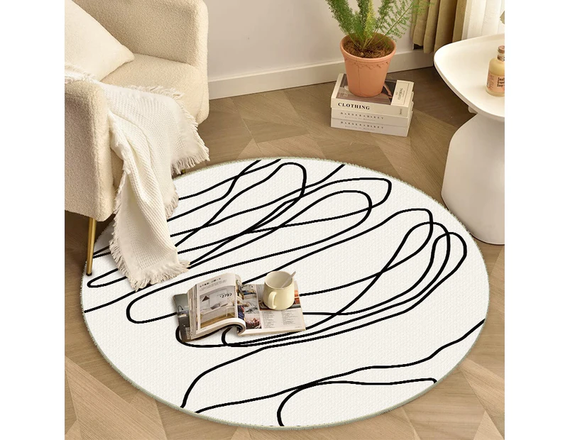 Round Rug, Crystal Velvet Rugs Living Room Carpet, Area Rugs Carpets for Bedroom Home Room Rug Floor Mat-Plain Round Line-8