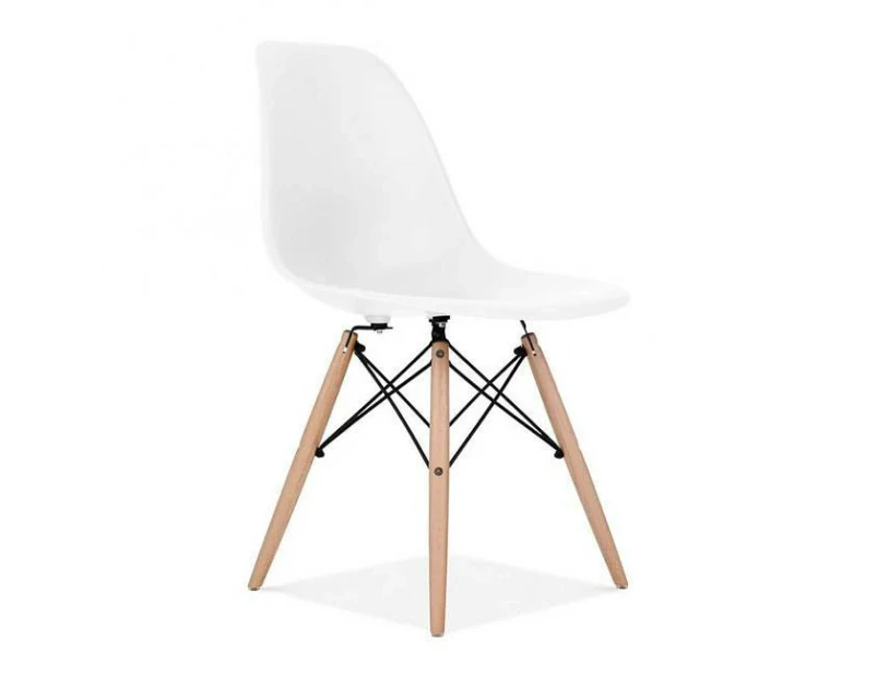 Retro Replica Eiffel Dining Chairs Dsw Cafe Kitchen Beech Wooden - 2x White Chairs