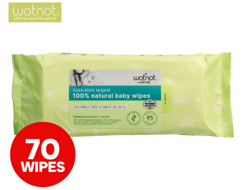 Wotnot Biodegradable Natural Baby Wipes 70pk