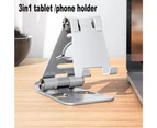 Vibe Geeks Foldable and Portable 3-in-1 Tablet and Phone Holder for Table and Desktop - Black