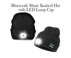 Vibe Geeks Bluetooth Music Knitted Hat with LED Lamp Cap- USB Charging - Black