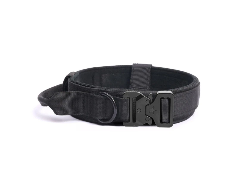 Tactical Dog Collar, Adjustable Military Training Nylon Dog Collar with Control Handle and Heavy Buckle for Medium and Large Dogs BLACK - M