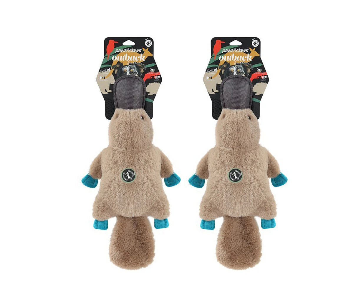 2 x Paws & Claws Outback Buddies Platypus Plush Dog Toy