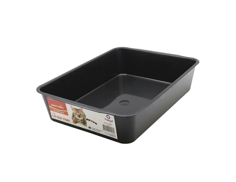 Paws & Claws 41.5cm Portable Cat/Kitten/Pet Litter Tray Durable/Non Toxic BLK