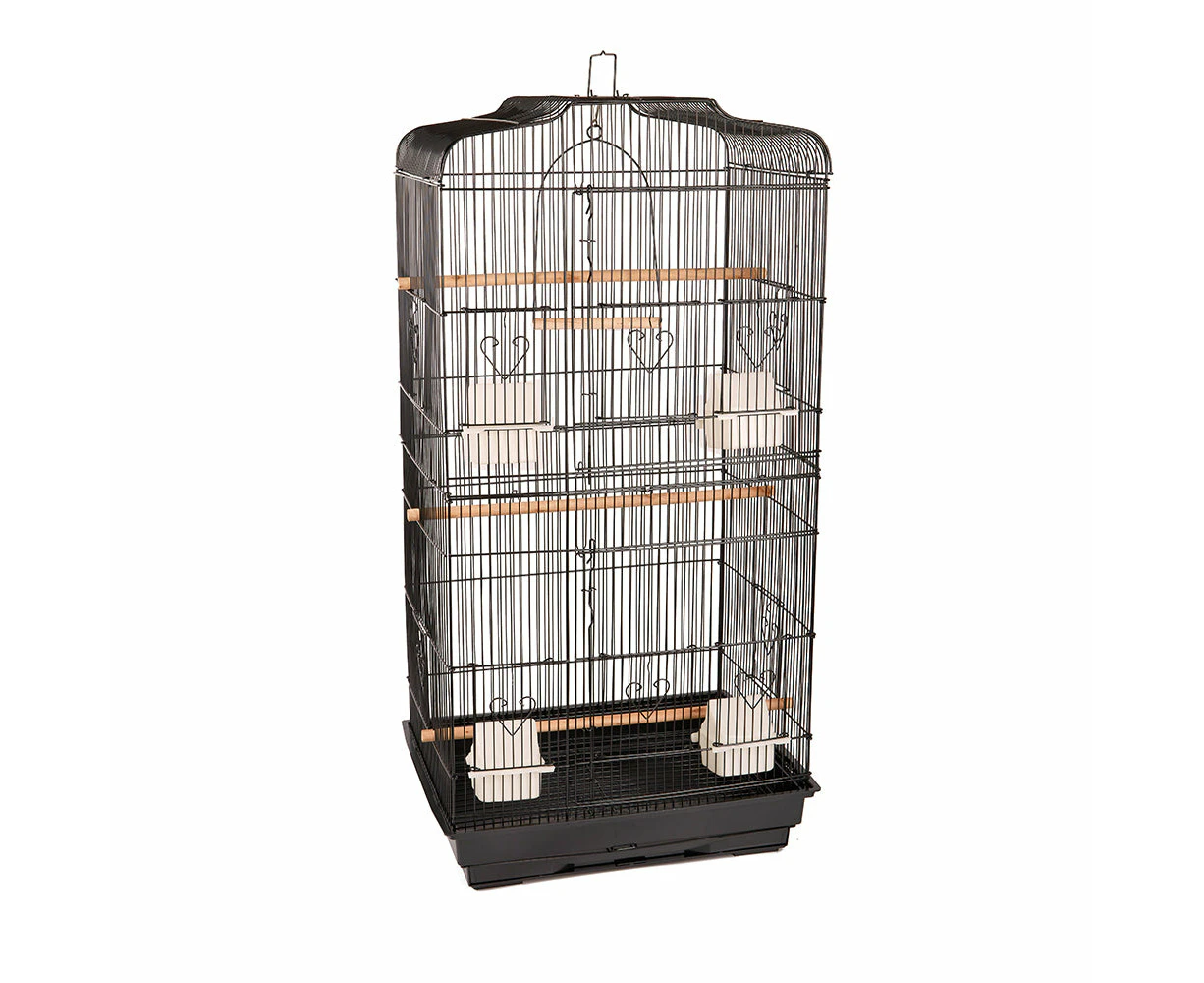 Pet Bird Cage Parrot Aviary Canary Budgie Finch Perch Black Portable Metal