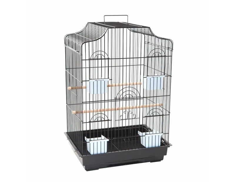 Pet Bird Cage Parrot Aviary Canary Budgie Finch Perch Black Portable Metal