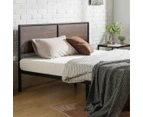 Zinus Mory Metal & Wood Bed Frame w/ Split Headboard - Brown/Black