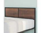 Zinus Mory Metal & Wood Bed Frame w/ Split Headboard - Brown/Black
