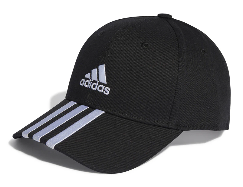 Adidas 3-Stripes Cotton Twill Baseball Cap - Black/White