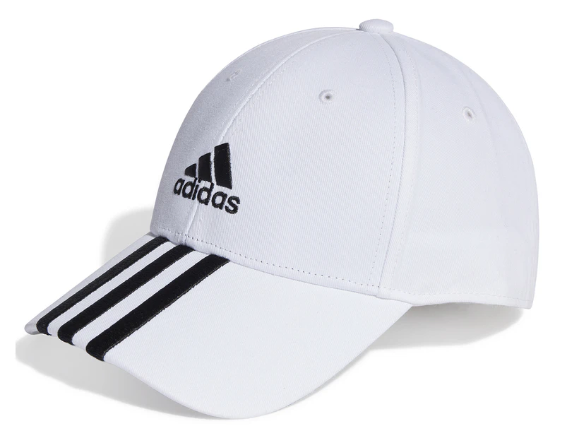 Adidas 3-Stripes Cotton Twill Baseball Cap - White/Black