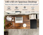 Giantex 140cm Computer Desk Home Office Workstation w/2-tier Storage Shelf PC Laptop Desk Study Writing Table Brown