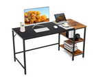 Giantex 140cm Computer Desk Modern Office Workstation w/2-tier Open Shelf & Footrest Bar Study Table Home Office Black