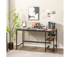 Giantex 140cm Computer Desk Modern Office Workstation w/2-tier Open Shelf & Footrest Bar Study Table Home Office Black