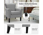 Giantex Modern Upholstered Accent Chair Fabric Sofa w/Rubber Wood Legs & Adjustable foot pads Leisure Chair Light Grey