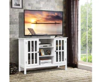 Giantex TV Cabinet Entertainment Unit Stand w/2 Glass Doors & Storage Cubes Media Console Table White