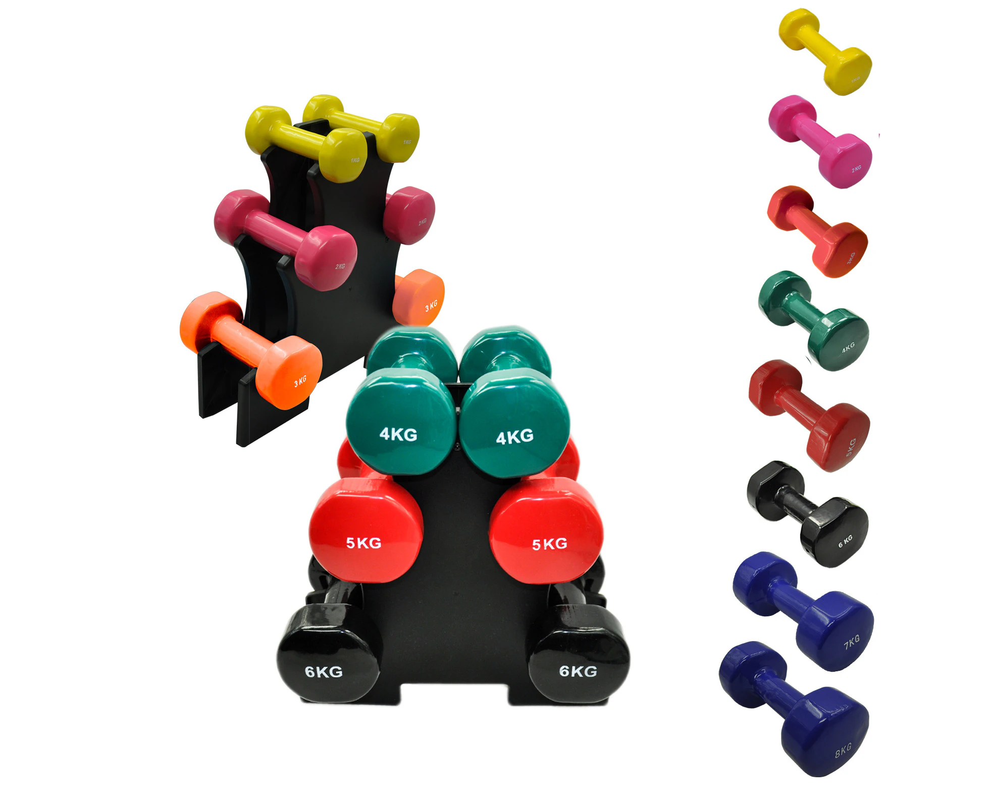 Dumbell Weight Set - Vinyl PVC Coated Cast Iron Dumbell Weight - Choose Your Own