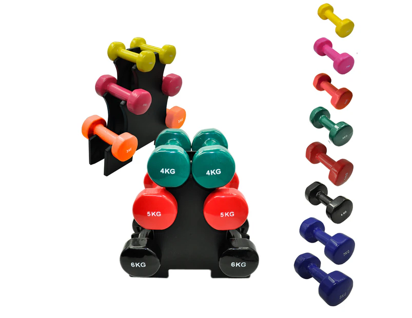 Dumbell Weight Set - Vinyl PVC Coated Cast Iron Dumbell Weight - Choose Your Own