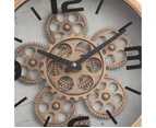 Kia Free Standing Industrial Moving Cogs Desk Clock - Gold