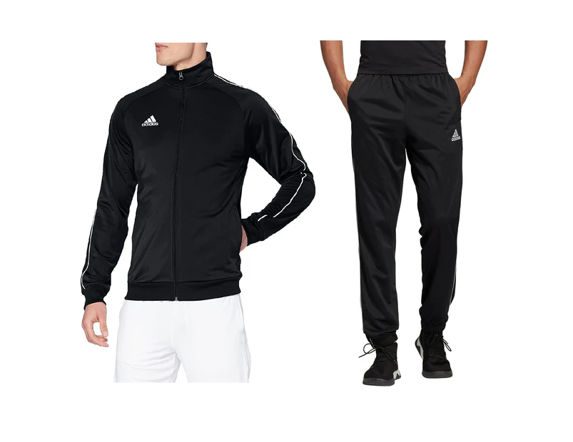 Mens Adidas Core 18 Pes Track Pants Jacket Tracksuit Training Set Black Polyester - Black